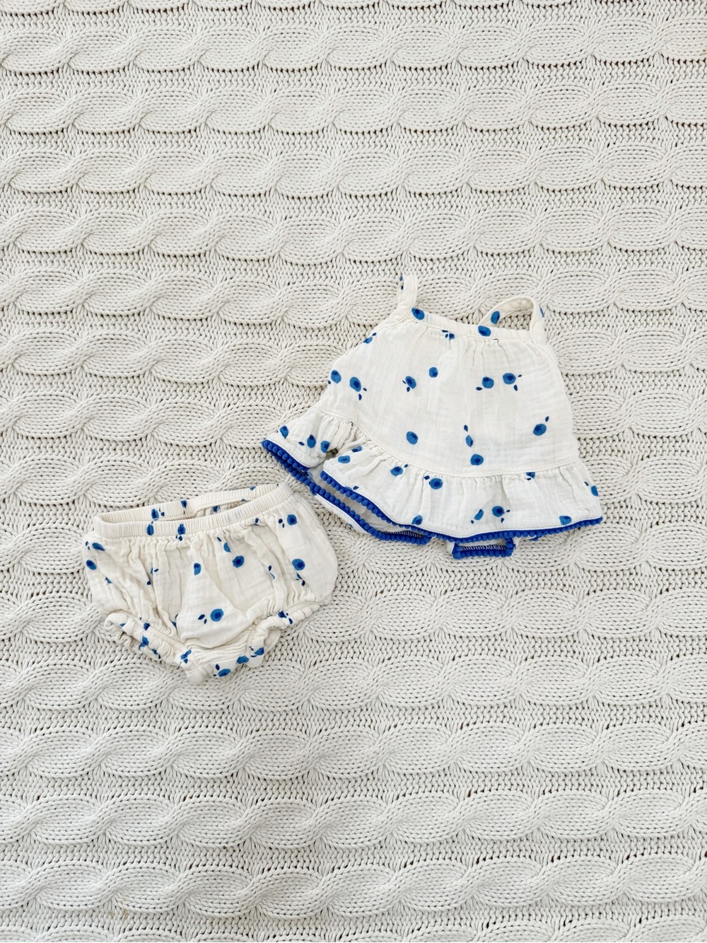 Cat & Jack White Tank + Bloomers Set with Blue Polka Dots